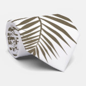 Moderne beige en witte palmbladeren stropdas (Opgerold)