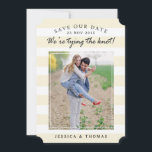 Moderne beige en witte strepen | De foto bewaart d Save The Date<br><div class="desc">Moderne beige en witte strepen | Foto sparen de Datumkaarten</div>