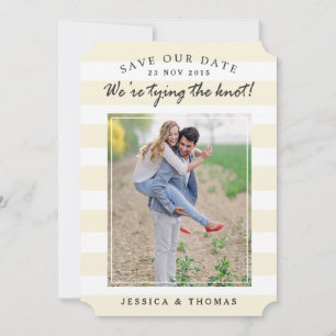 Moderne beige en witte strepen   De foto bewaart d Save The Date