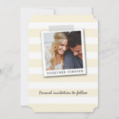 Moderne beige en witte strepen | De foto bewaart d Save The Date (Achterkant)