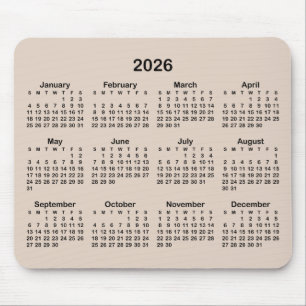 Moderne Beige en Zwarte Kalender Muismat