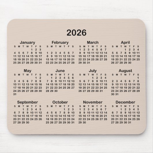 Moderne beige en zwarte kalender muismat (Voorkant)