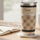 Moderne Beige Fancy en Gefocuste Boetiek Plaid Geïsoleerde Drinkbeker