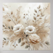 Moderne Beige Flowers 11 Poster (Voorkant)