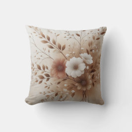 Moderne Beige Flowers 6 Poster Kussen