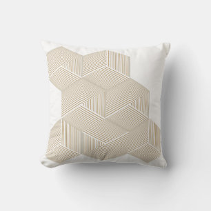 Moderne Beige Geometrische Bijenkorf 3D Optische I Kussen