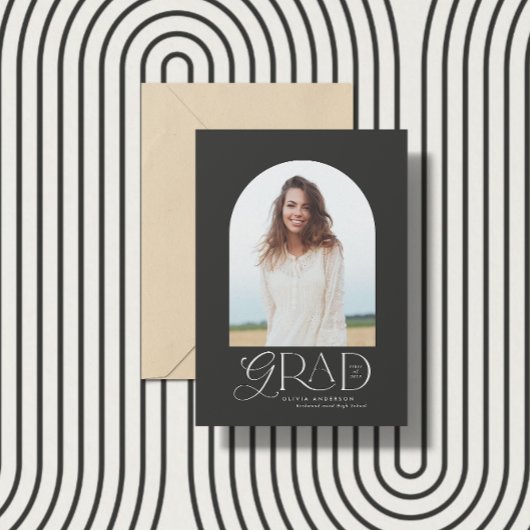 Moderne beige geometrische foto afstuderen annou aankondiging