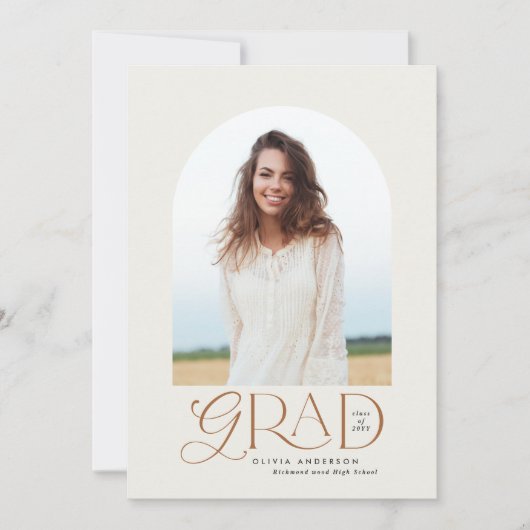 Moderne beige geometrische fotoboogafstuderen aankondiging (Voorkant)