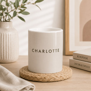 Moderne Beige Gepersonaliseerde Naam Koffiemok