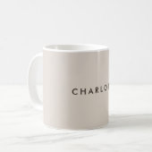 Moderne Beige Gepersonaliseerde Naam Koffiemok (Voorkant links)