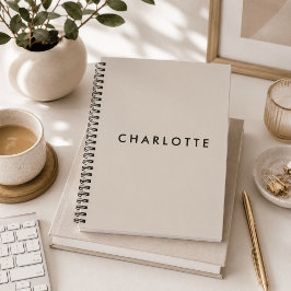 Moderne Beige Gepersonaliseerde Spiraal Notebook Notitieboek