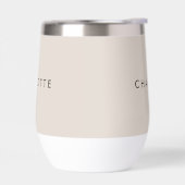 Moderne Beige Gepersonaliseerde Wijn Tumbler (Links)