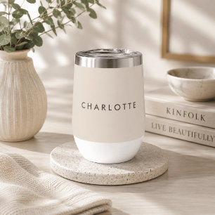 Moderne Beige Gepersonaliseerde Wijn Tumbler