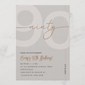 Moderne Beige & Gouden 90e Verjaardagsuitnodiging Kaart (Voorkant)