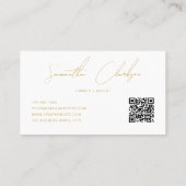 Moderne Beige Gouden Handgeschreven Script QR-code Visitekaartje (Achterkant)