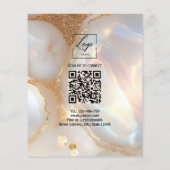 Moderne Beige gouden opaalsteen Prijslijst Menu (Achterkant)
