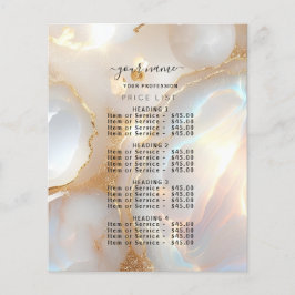 Moderne Beige gouden opaalsteen Prijslijst Menu