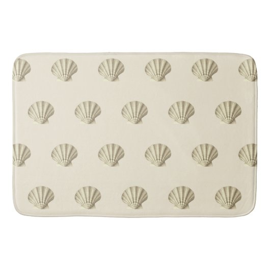 Moderne  Beige Gouden Schelpen op Cream Badmat (Voorkant)