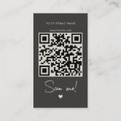 Moderne beige grijze bestelling dank u QR-code Visitekaartje (Achterkant)