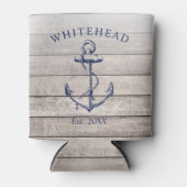 Moderne Beige Houten Anker Monogram Blikjeskoeler (Voorkant)