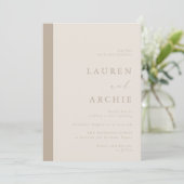 Moderne Beige & Ivoorkleurige Minimalistische Trou Kaart (Staand voorkant)