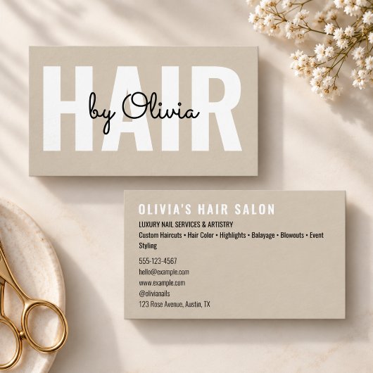 Moderne Beige Kapsalon Script Kapper Beige Visitekaartje