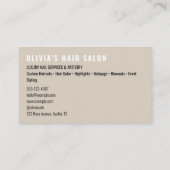 Moderne Beige Kapsalon Script Kapper Beige Visitekaartje (Achterkant)