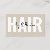 Moderne Beige Kapsalon Script Kapper Beige Visitekaartje (Voorkant)