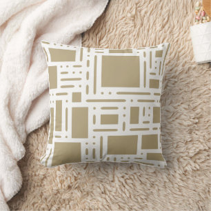 Moderne Beige Khaki Abstracte Geometrische Worpkus Kussen