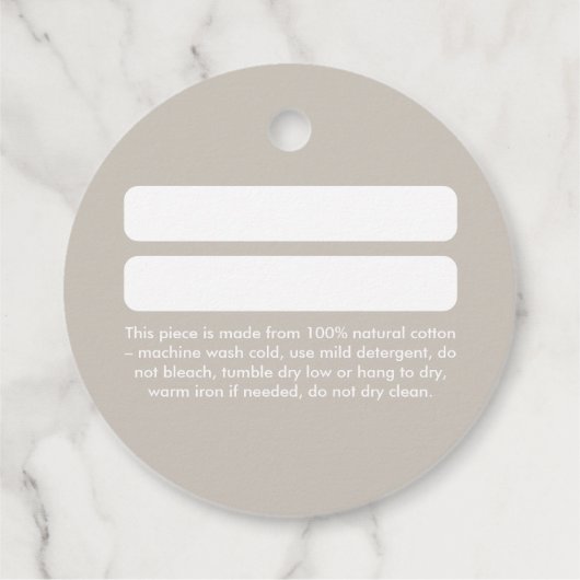 Moderne Beige Kleding Hang Label (Achterkant)