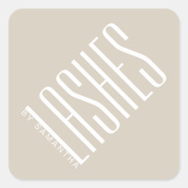 Moderne beige lash thin typografie vierkante sticker
