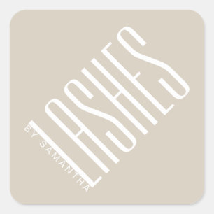 Moderne beige lash thin typografie vierkante sticker