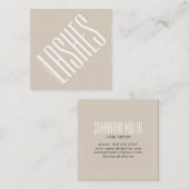 Moderne beige lash thin typografie vierkante visitekaartje (Voorkant / Achterkant)