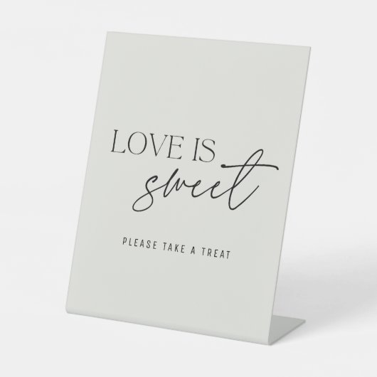 Moderne Beige liefde is een zoete trouwtafel Reclamebord Met Voetstuk (Voorkant)