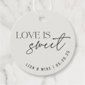 Moderne Beige Liefde is Zoet Bruiloft Bedankjes Labels (Voorkant)