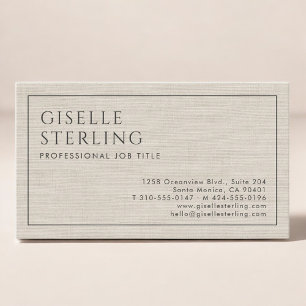 Moderne Beige Linnen Zakelijke Luxe Minimalist  Visitekaartje