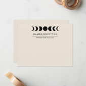 Moderne beige maan fasen elegant notitiekaartje (Voorkant / Achterkant in situ)