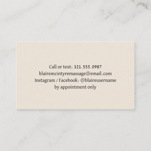 Moderne beige maan fasen elegant visitekaartje (Achterkant)