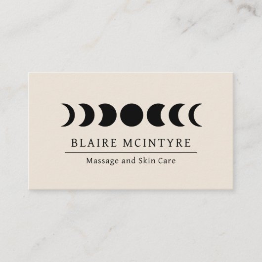 Moderne beige maan fasen elegant visitekaartje (Voorkant)