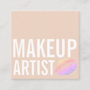 Moderne beige make-up vierkante visitekaartje