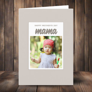 Moderne Beige Mama Kids Foto Moederdag  Feestdagen Kaart