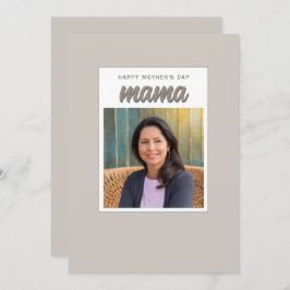 Moderne Beige Mama Kids Foto Moederdag Feestdagenkaart