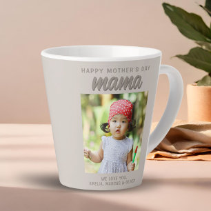 Moderne Beige Mama Kids Foto Moederdag  Latte Mok