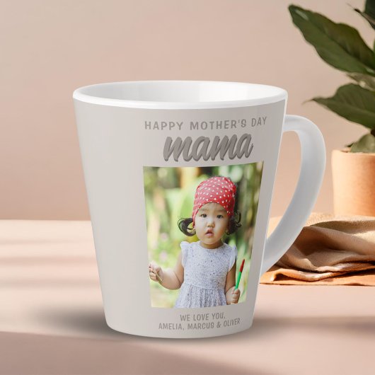 Moderne Beige Mama Kids Foto Moederdag Latte Mok