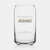 Moderne Beige Mama Kind Namen Moederdag Blikvorm Glas (Voorkant)