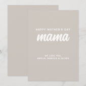 Moderne Beige Mama Kind Namen Moederdag Feestdagenkaart (Voorkant / Achterkant)