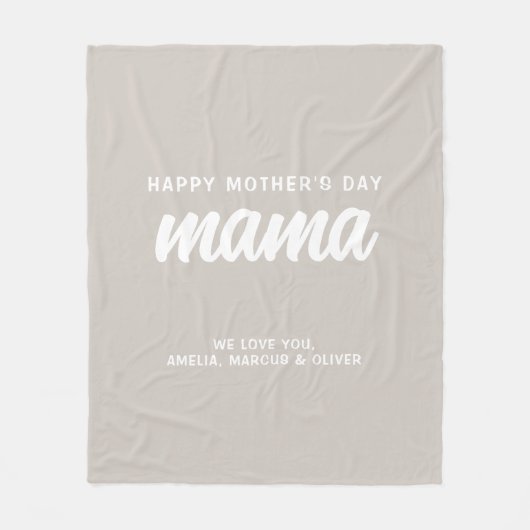Moderne Beige Mama Kind Namen Moederdag Fleece Deken (Voorkant)