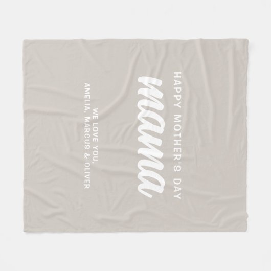 Moderne Beige Mama Kind Namen Moederdag Fleece Deken (Voorkant (Horizontaal))