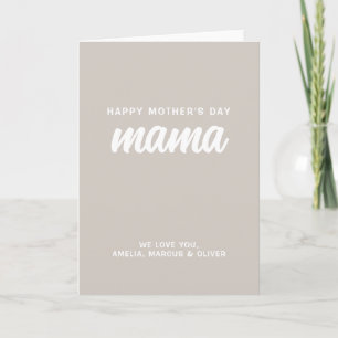 Moderne Beige Mama Kinderen Namen Moederdag Feestdagen Kaart
