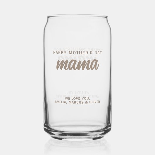 Moderne Beige Mama Namen Kinderen Moederdag Blikvorm Glas (Voorkant)
